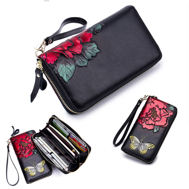 Rose & Butterfly Leather Wallets for Women