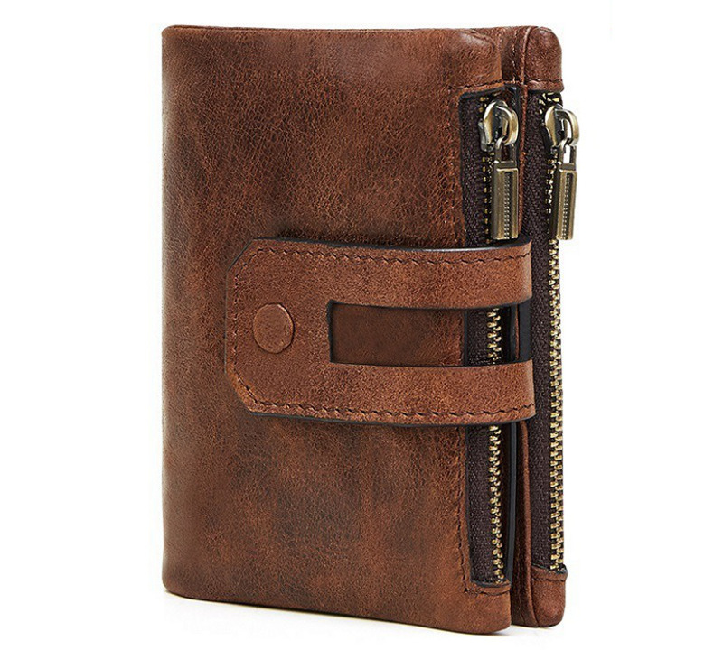 vertical bifold genuine leather wallet, vintage, rfid blocking, wholesale