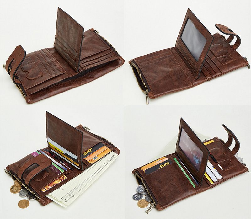 Itslife Men's RFID Blocking Brown Bifold Wallet - Vintage Handmade Leather With Metal Chain, Multiple Slots - View #2