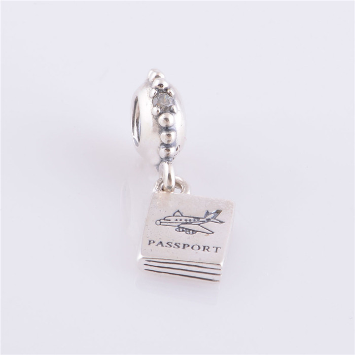 Sterling Silver Passport Dangle Charm Bead