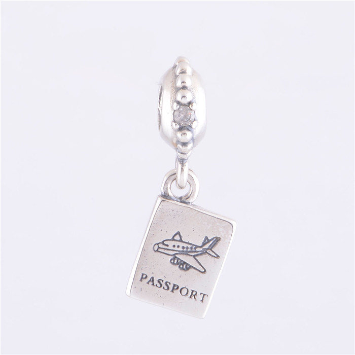 Sterling Silver Passport Dangle Charm Bead