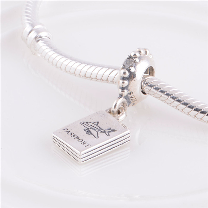 Sterling Silver Passport Dangle Charm Bead