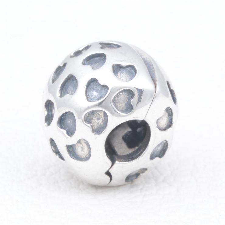 Silver Hearts Fixed Clip Charms