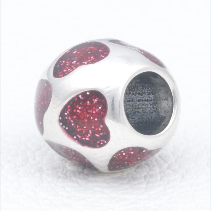 Red Hearts Sterling Silver Charms