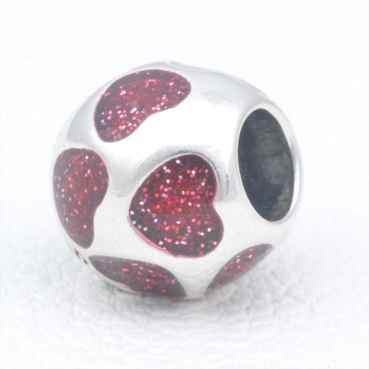 Red Hearts Sterling Silver Charms