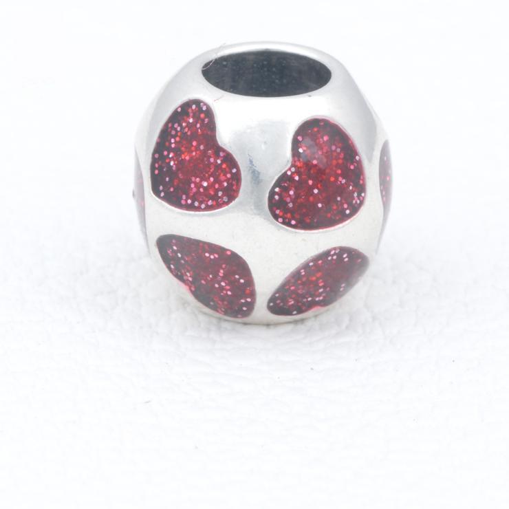 Red Hearts Sterling Silver Charms