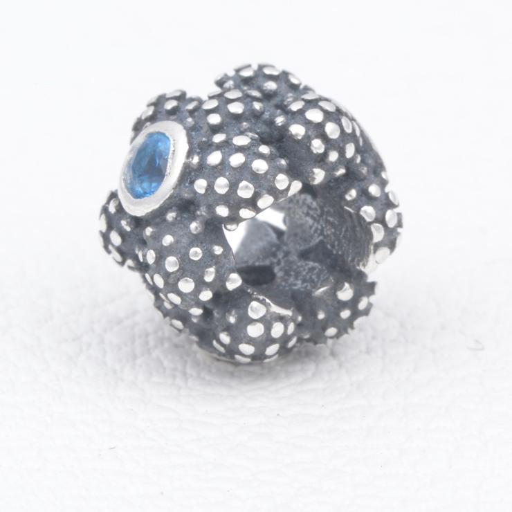 Black Flowers Sterling Silver Charms