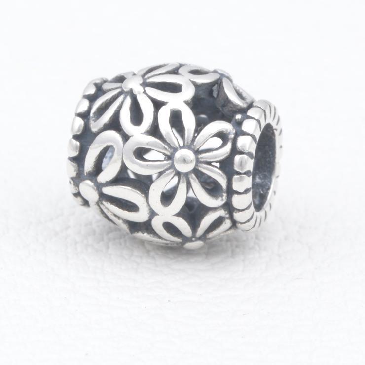 Flower Patterned Sterling Silver Charms