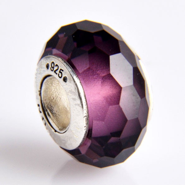 Purple Sterling Silver Murano Glass Bead