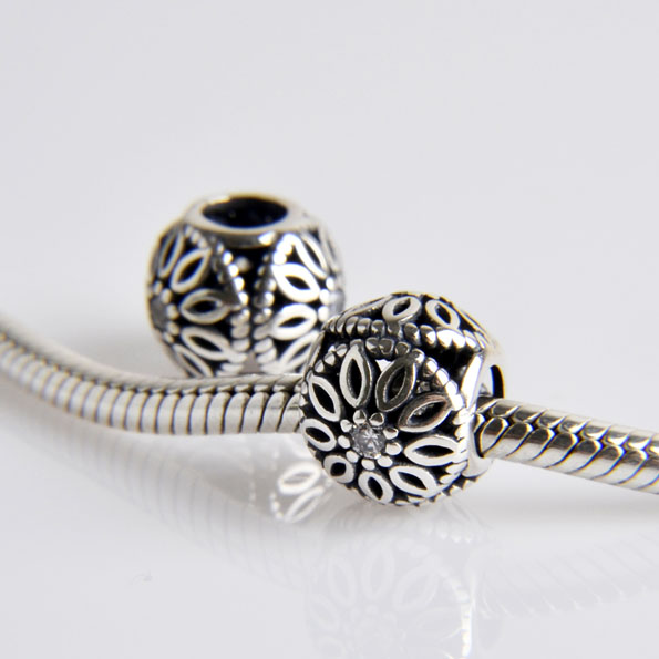 Flower Ball Sterling Silver Charms