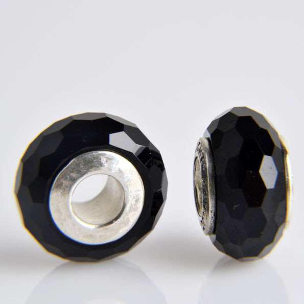 Black 925 Silver Murano Glass Bead