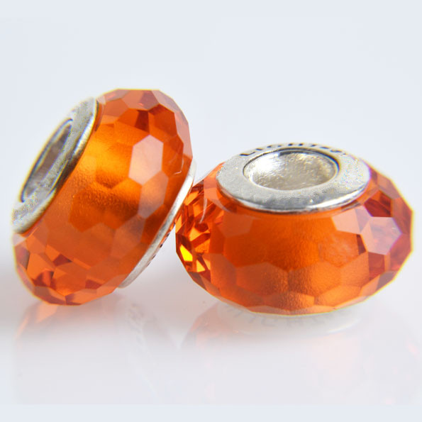 Orange Sterling Silver Murano Glass Bead