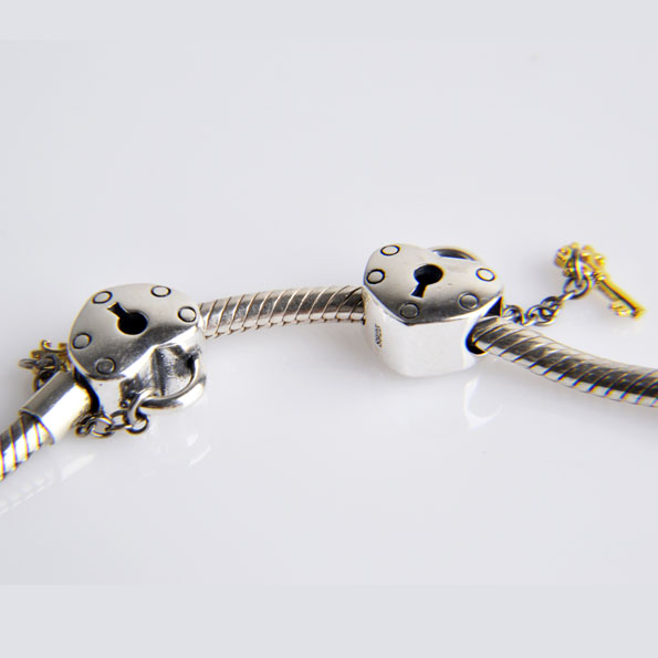Heart Lock & Key Sterling Silver Charms