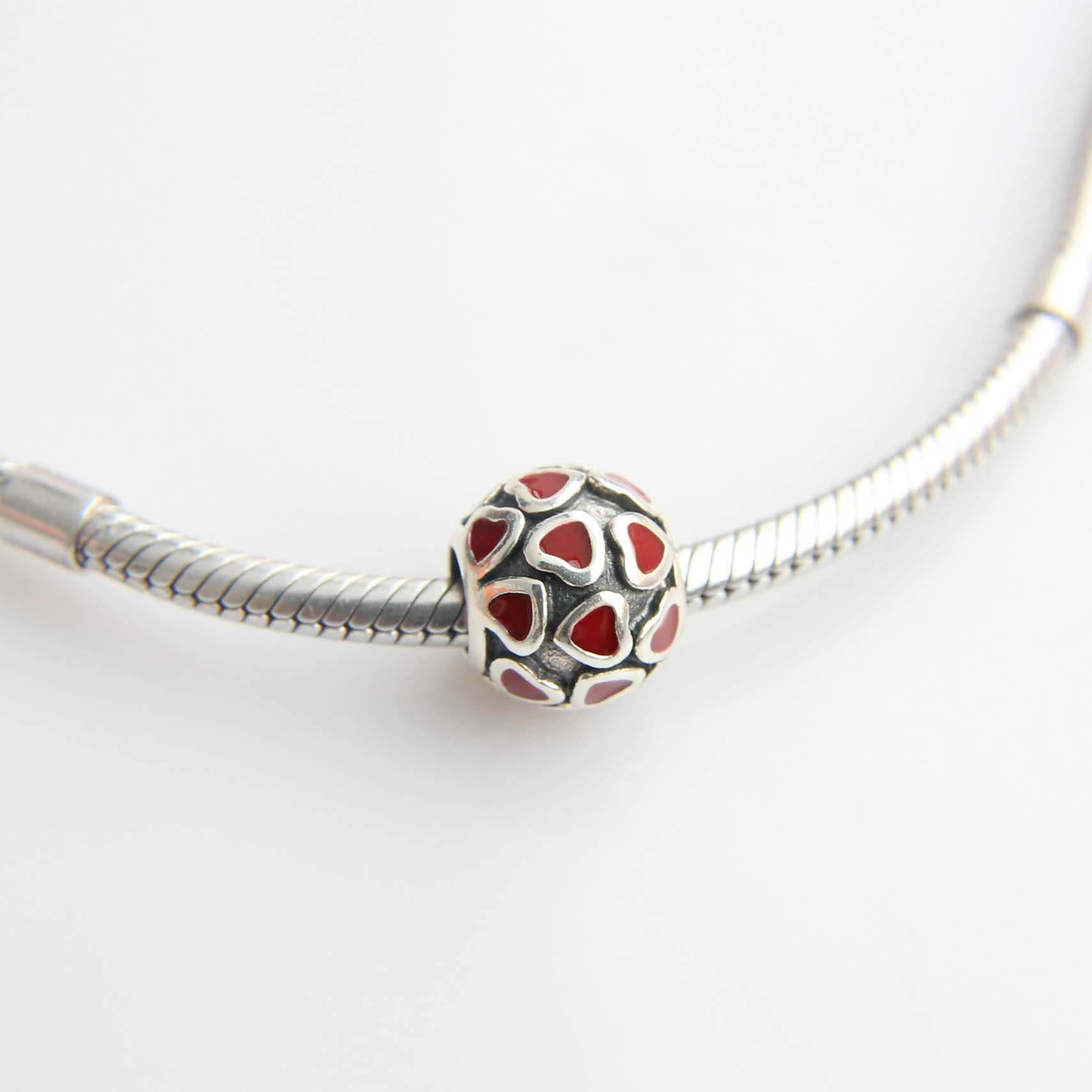 Sterling Silver Ball Hearts Charms