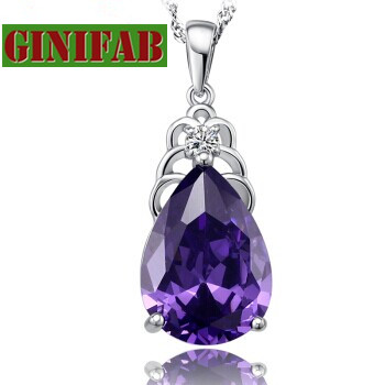 Navy Water-drop Shaped Pendant Silver Necklacex