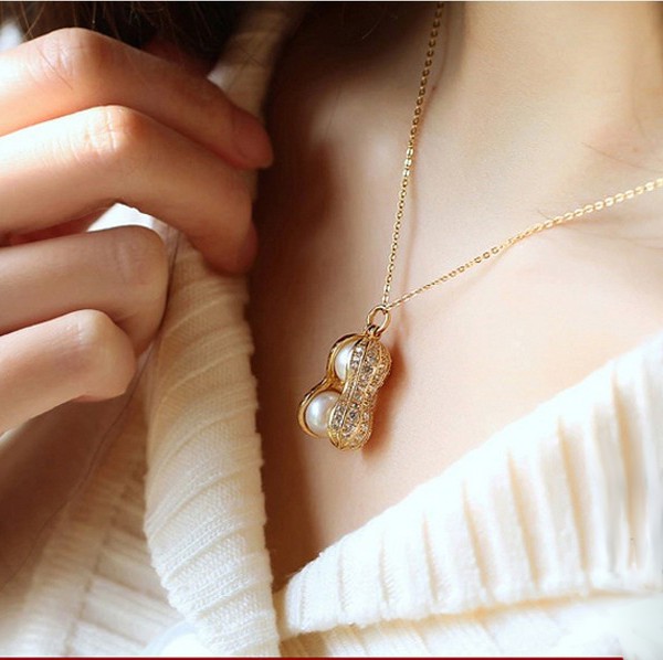 Peanut Sterling Silver Necklace With Natural Pearls