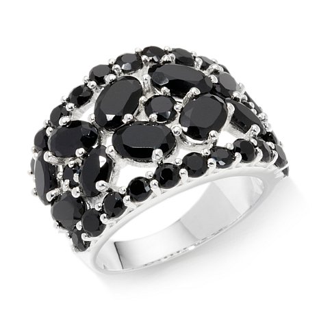 Sterling Silver Ring With Black Stones