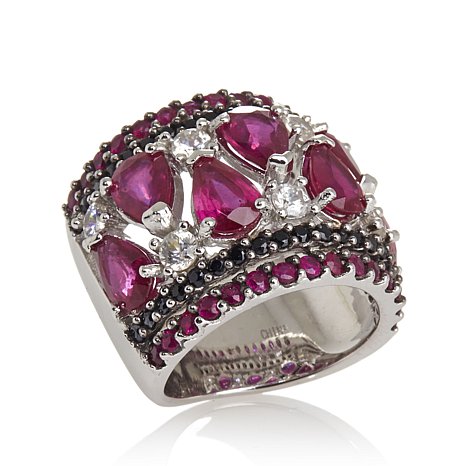 Sterling Silver Ring With Purple Stones