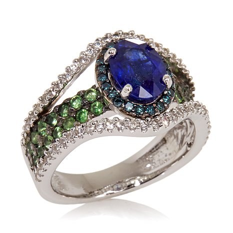Sterling Silver Ring With Blue Stones