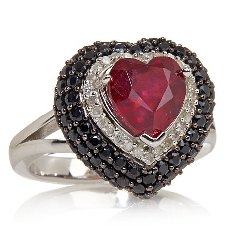 Sterling Silver Ring With Red Heart Stone