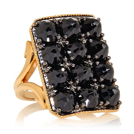Sterling Silver Ring With Black Gemstones