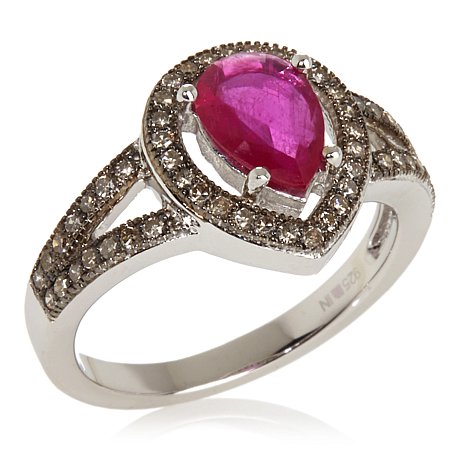 Drop Stone Sterling Silver Ring