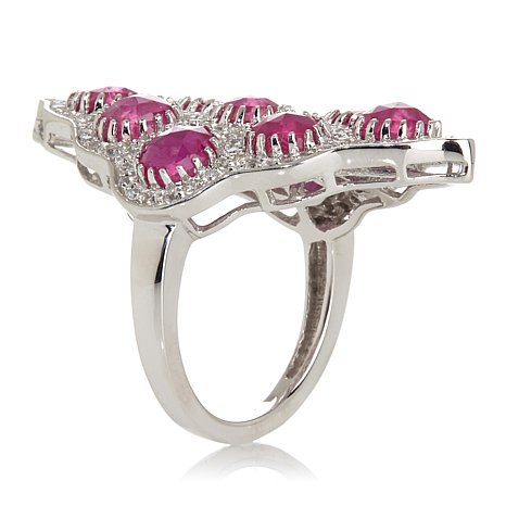Sterling Silver Ring With 9 Hot Pink Gemstone