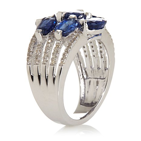 Sterling Silver Ring With 7 Blue Gemstones