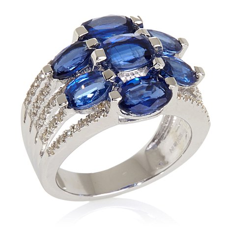 Sterling Silver Ring With 7 Blue Gemstones