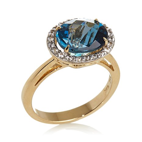 Gold Plated Sterling Silver Ring With Blue Gemstone