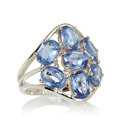 Sterling Silver Ring With Blue Gemstones