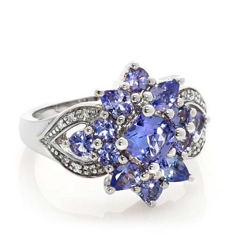 Genuine 925 Silver Ring With Blue Zircon Stones