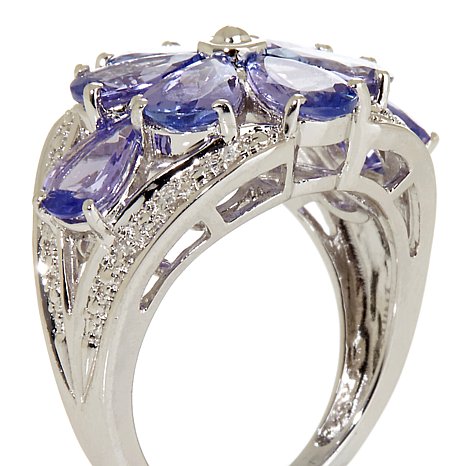 Genuine 925 Silver Ring With Blue Zircon Stones