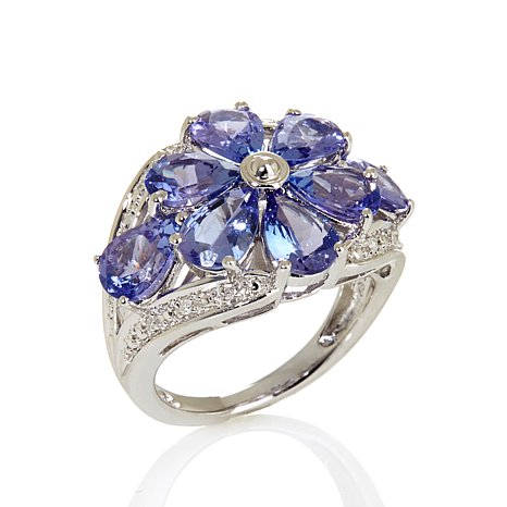 Genuine 925 Silver Ring With Blue Zircon Stones