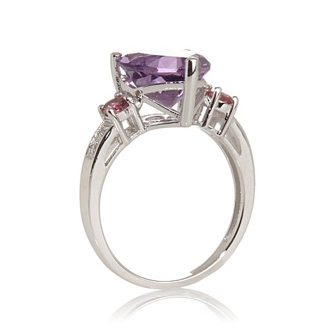 Genuine Sterling Silver Ring With Purple Cubic Zirconia Stone