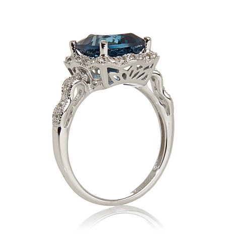 Genuine Sterling Silver Ring With Blue Cubic Zirconia Stone
