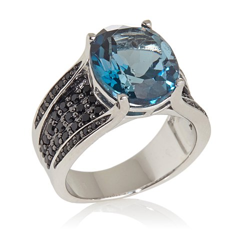 Genuine Sterling Silver Ring With Blue Cubic Zirconia Stones