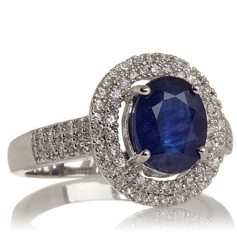 Genuine Sterling Silver Ring With Blue Round Cubic Zirconia Stone