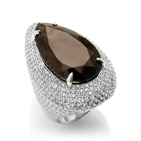 Genuine Sterling Silver Ring With Almond Cubic Zirconia Stone