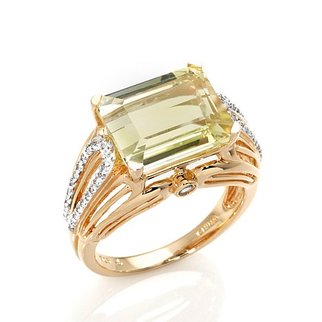 Gold Plated Sterling Silver Ring With Cubic Zirconia Stones