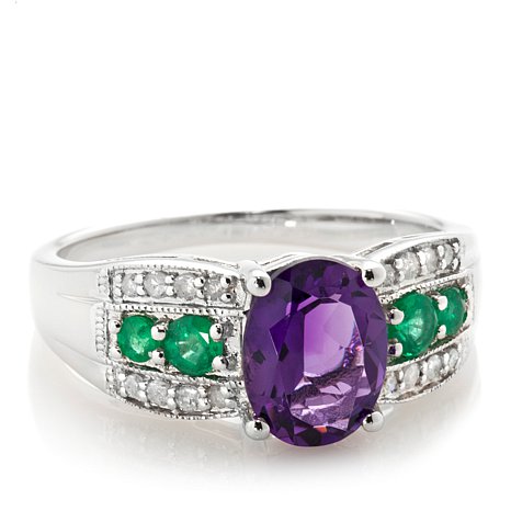 Real 925 Sterling Silver Ring With Gemstones