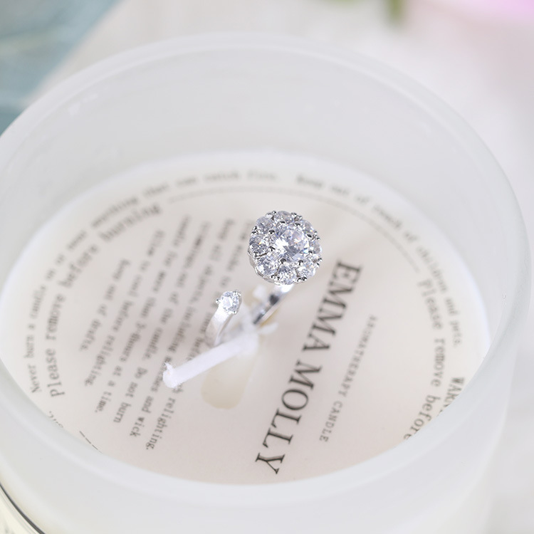 Adjustable Silver Ring with Rotating CZ Stone