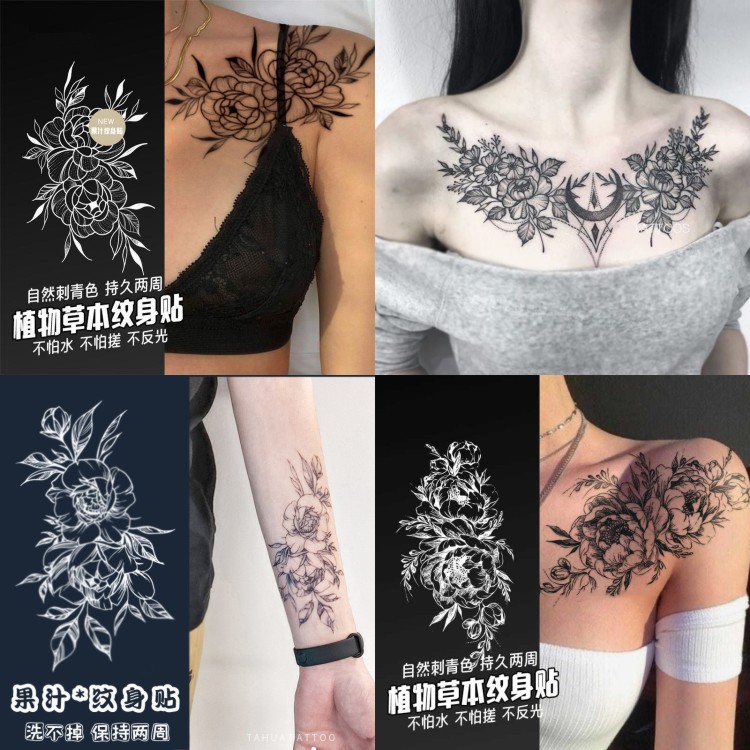 herbal temporary tattoo sticker adult fake look real long lasting flower floral