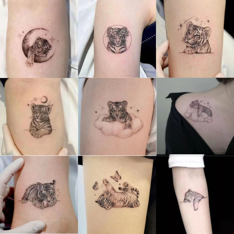 herbal temporary tattoo sticker adult fake look real long lasting baby tiger
