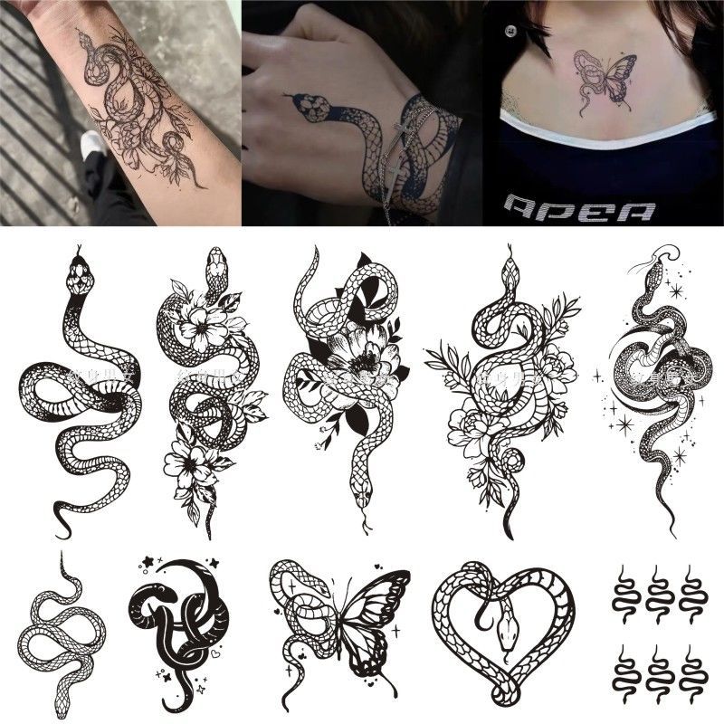 herbal temporary tattoo sticker adult fake look real long lasting snake