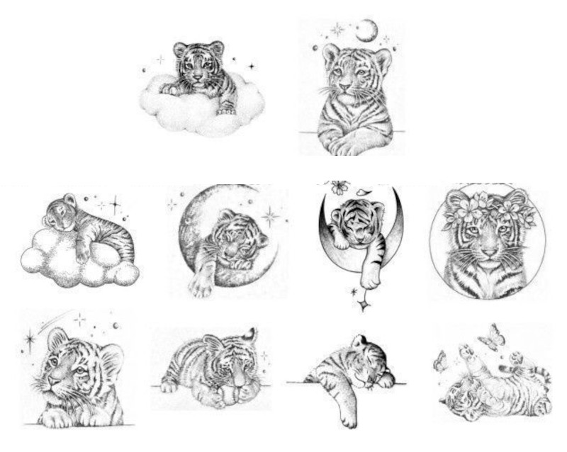 herbal temporary tattoo sticker adult fake look real long lasting baby tiger
