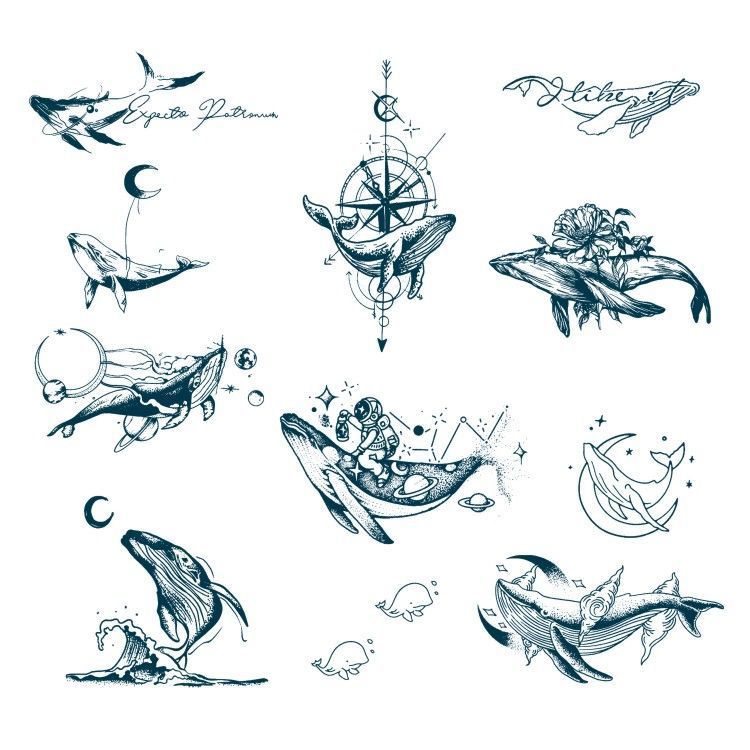 herbal temporary tattoo sticker adult fake look real long lasting whale