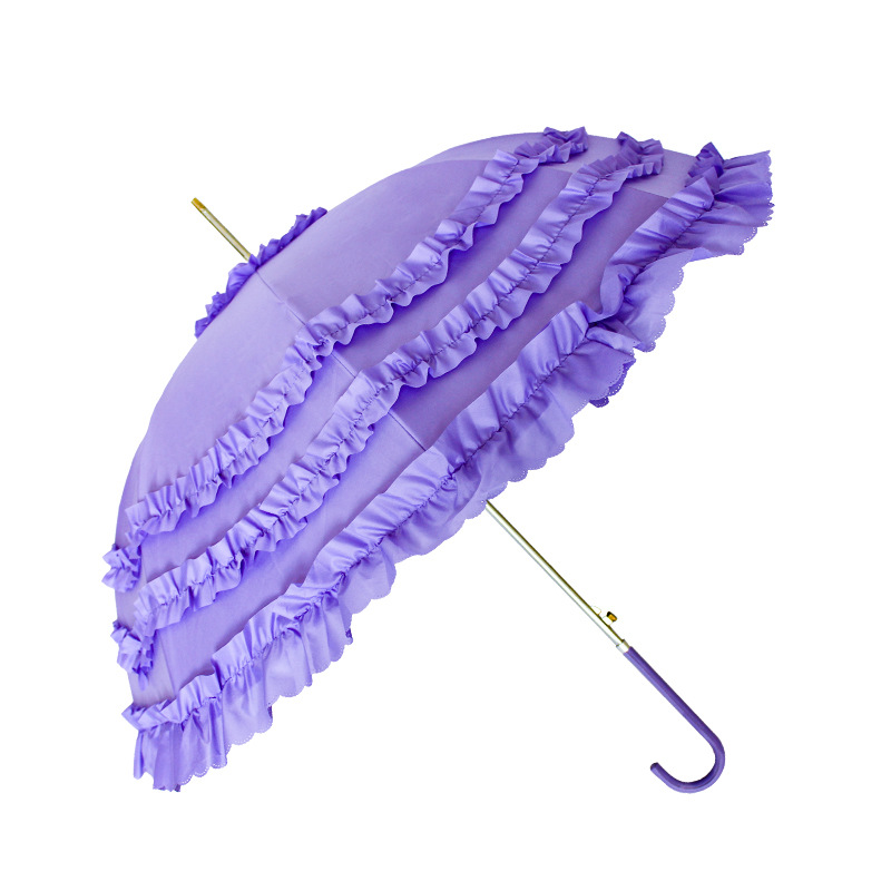 anti uv 3 frill princess umbrella wedding bridal parasol violet