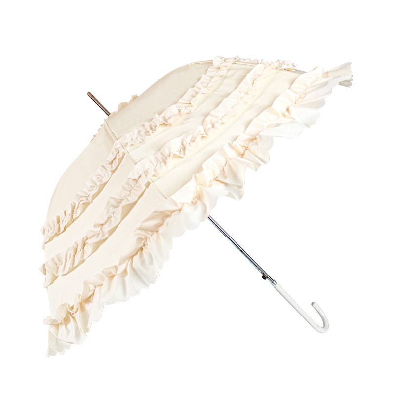 anti uv 3 frill princess umbrella wedding bridal parasol ivory white