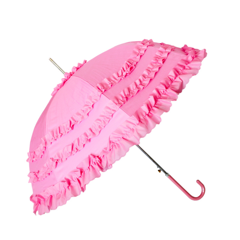 anti uv 3 frill princess umbrella wedding bridal parasol pink